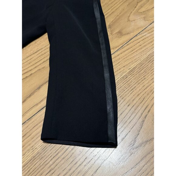 Vince Black Shift Dress Contrast Arms Sz 4 Wedding Guest Formal Poly  Leather - Picture 8 of 14